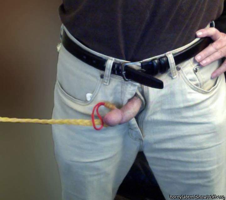 being led with cock leash
