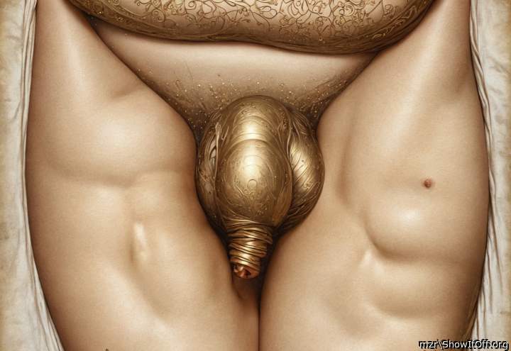 Picture art style uncut foreskin gold